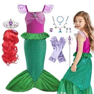Green Mermaid Ariel Costume, Birthday Party Gift, Princess Cosplay Under The S…
